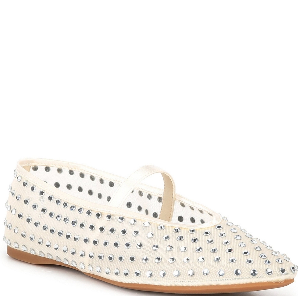 Elegant Cream Studded Women's Flats